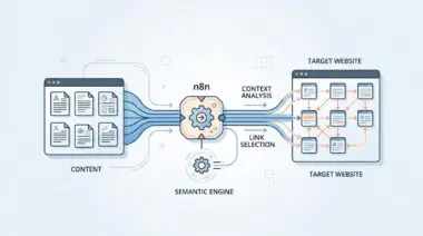 Automated semantic internal linking using n8n for context analysis and link selection on a target website.