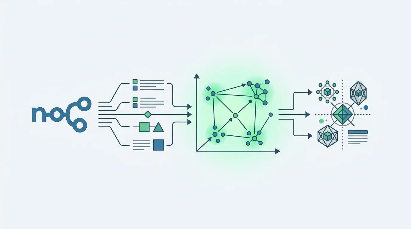 n8n vector store integration visualized for semantic enrichment and AI hallucination checking.