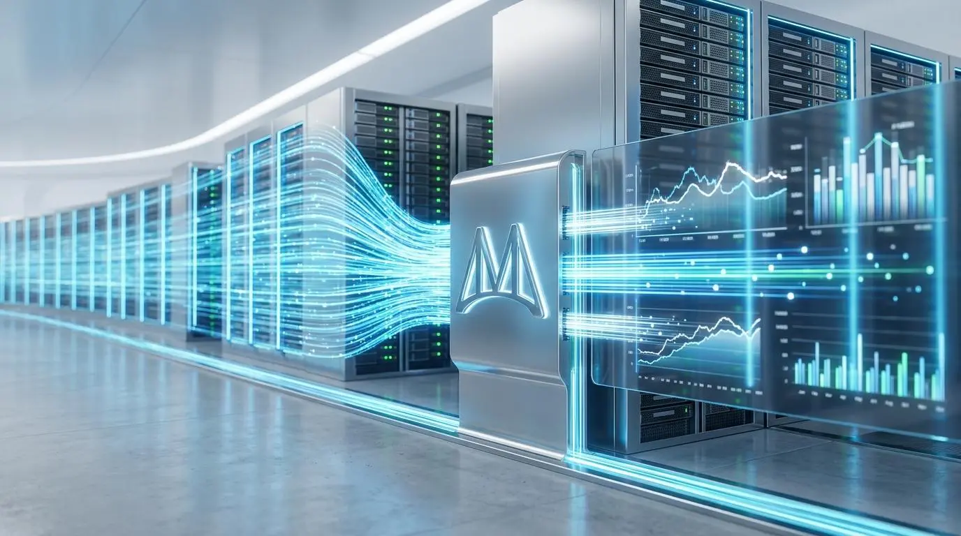 xAI Supercomputer Ethernet network throughput metrics with flowing data streams.