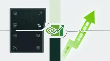 Simplified data table comparing AI model specs and pricing with Nvidia logo centered, representing pricing pressure amid export controls.