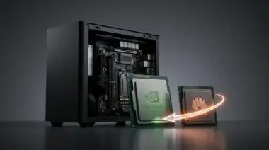 Black computer case and motherboard symbolizing China's compute deficit and Huawei catching up to NVIDIA