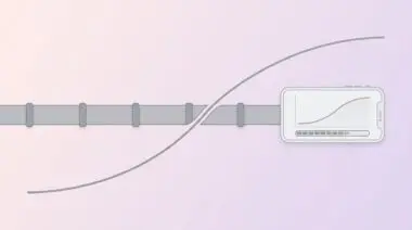 Smooth upward trend line crossing a segmented pipeline over a mobile phone outline with zero jank indicators, symbolizing Chrome on Android's 48% scroll jank reduction.