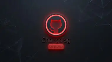 GitHub Octocat silhouette in red glowing circle above Changelog and RETIRED badge, symbolizing security patch threat to enterprise performance.