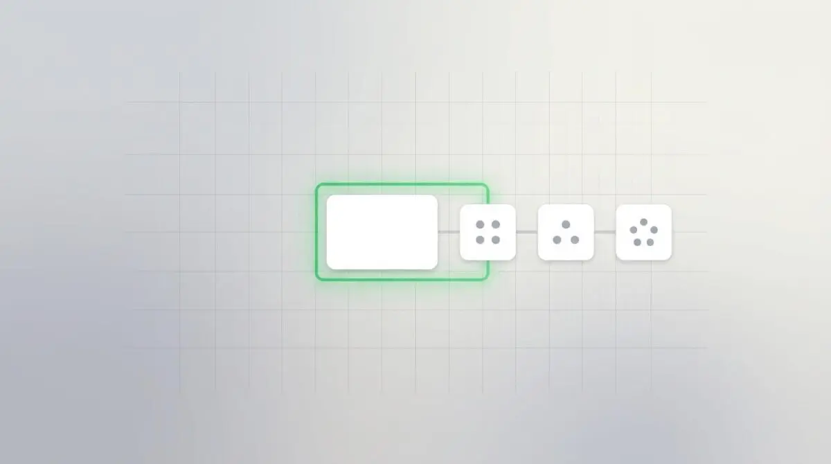 Minimalist UI diagram with grid background, central AI agent icon linked to three modular icons for identity, reliability, intent, one with green border.