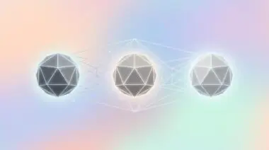 Three glowing gray orbs connected by thin lines floating on pastel, symbolizing MoE models like Kimi K3, DeepSeek V4 Pro, GLM-5.2.