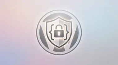 Glowing shield with code brackets and padlock guarding WordPress symbol against RCE and SQLi.