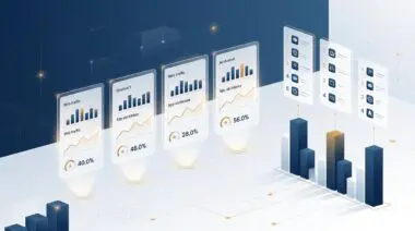 Dashboard of 2026 AI chatbot reach, retention, rate with holographic charts and ranked leaderboards in blue, white, amber.