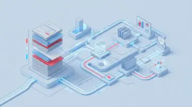 Isometric invoice workflow with a translucent blank page, symbolizing the Day 2 AI automation failure