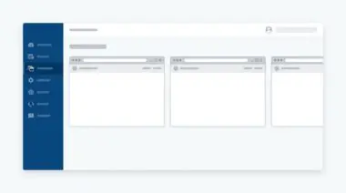 Persistent sidebar and top bar with deep blue navigation rail unifying several site windows in a WordPress hosting dashboard