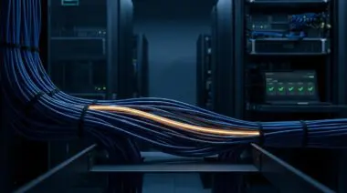 Amber cable failing among blue InfiniBand in GPU rack, observability dashboard green checkmarks