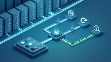 Isometric control panel managing AI crawler access with padlocked and open routes to GPTBot, ClaudeBot, PerplexityBot.
