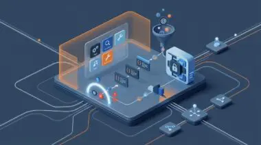 Isometric secure browser workspace with skill cards, gatekeeper panel, and MCP portals in Cloudflare AI OS data pathways.