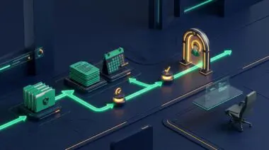 Smokeball's AI workflow arrows connecting case files to a glowing human approval gate