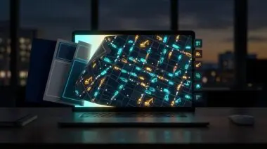 Laptop mockup with fleet tracking dashboard as slides bend into demos, showing Codex sales lift and Proaction hours saved.