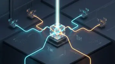 Transparent memory prism unifies four glowing cable streams into one searchable light, recalling Funes' AI agents.