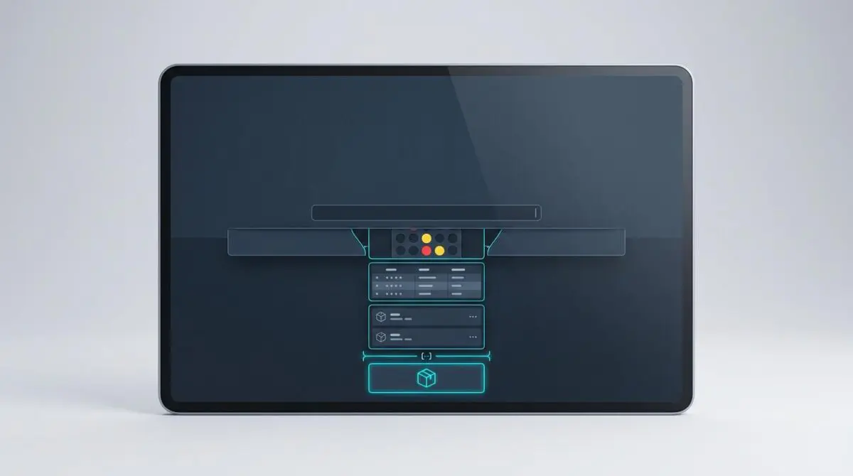 Dark slate canvas with a chat textarea splitting open to reveal Connect 4, SQLite and package tiles, illustrating GitHub Copilot's agentic shift.