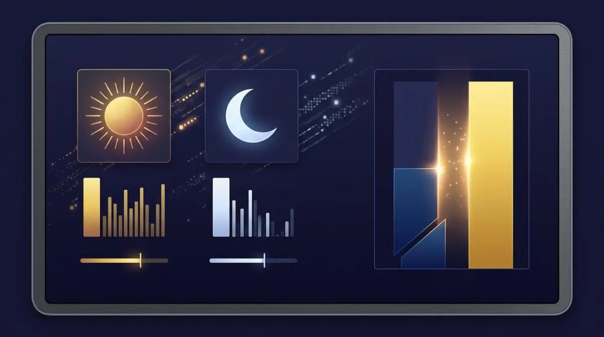 Developer dashboard mockup with GPT-6 Sol sun and GPT-6 Luna crescent cards, token price meters halving costs versus rivals.