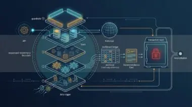 Diagram of fintech agent workloads: five AI layers around the reason-and-recommend boundary, ledger evidence, locked vault.