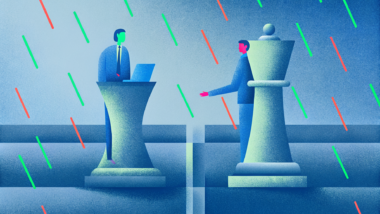 Modern FinTech scene with Digital Financial Literacy tools and risk management strategy elements