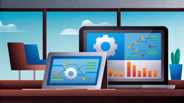 Digital Process Automation workflow integrating data systems in a modern business environment