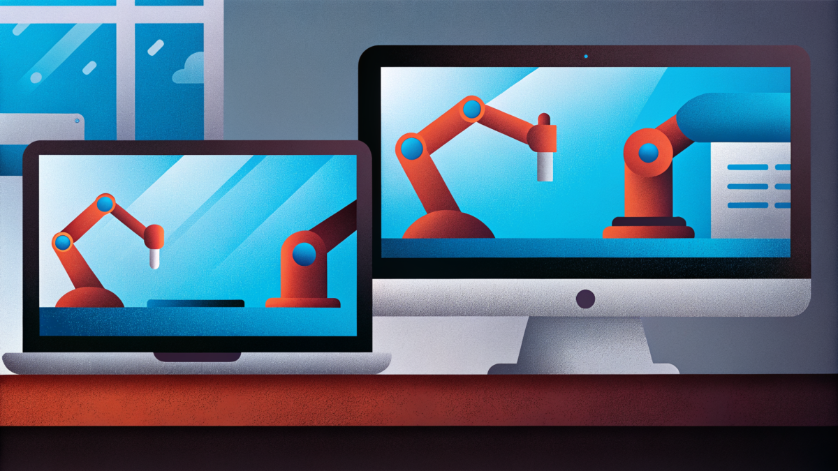 Generative AI machine learning content production system in a modern business scene