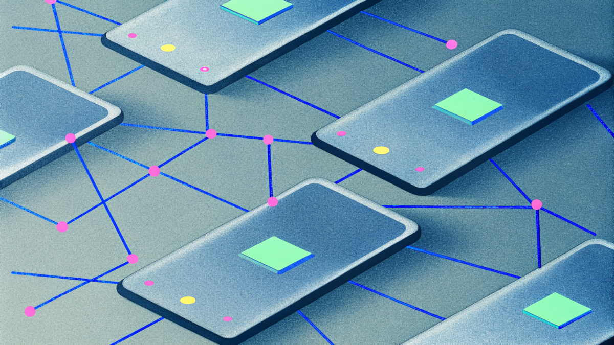 Peer-to-Peer (P2P) payments system architecture with digital transfer arrows between devices.