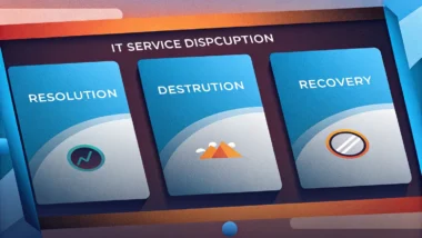 IT team resolving service disruption using incident management framework
