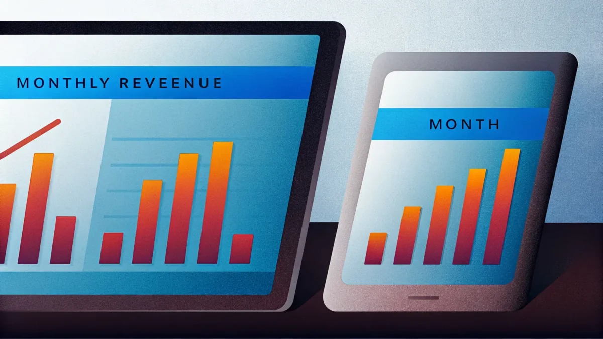 Subscription business dashboard showing Monthly Recurring Revenue (MRR) growth chart.