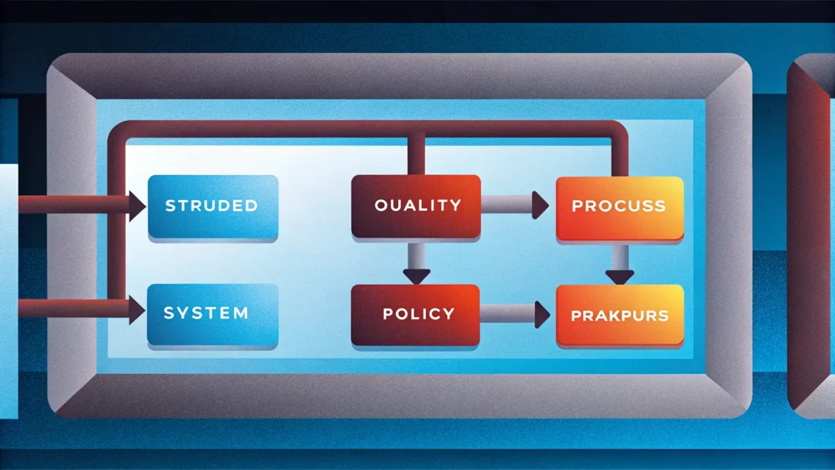 Structured Quality Management System policy process framework in a modern business setting.