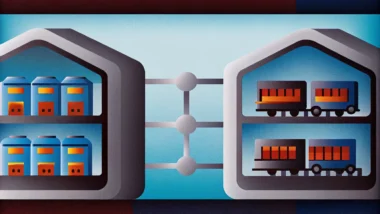 Supply Chain Management process integration system with connected logistics nodes.